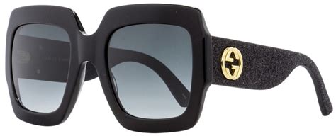 gucci 0102s 001|Gucci Square Sunglasses GG0102S 001 Black/Glitter 54mm 0102.